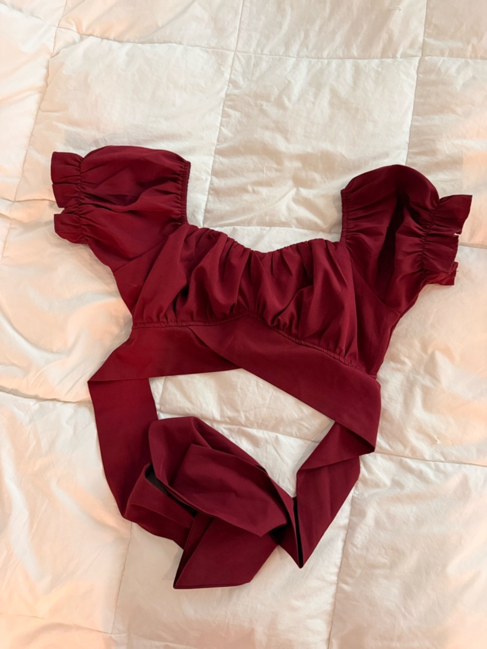 Amazon Burgundy Off-Shoulder Crop Top